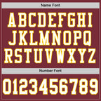 Custom Burgundy White-Gold Mesh Authentic Throwback Football Jersey photo 4