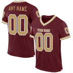 Custom Burgundy Old Gold-White Mesh Authentic Throwback Football Jersey photo 1