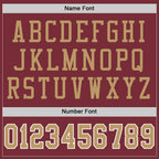 Custom Burgundy Old Gold-White Mesh Authentic Throwback Football Jersey photo 4
