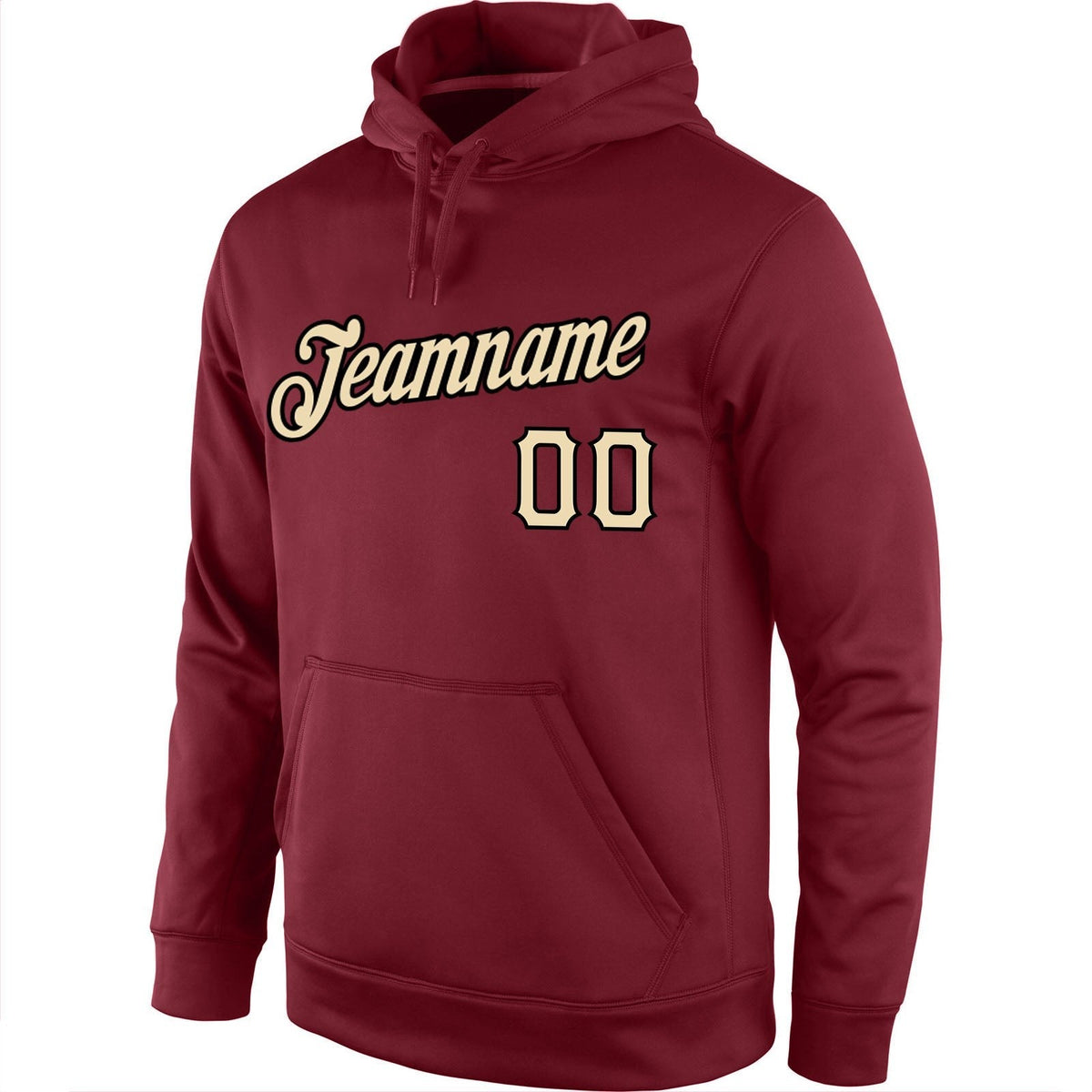 Custom Stitched Burgundy Cream-Black Sports Pullover Sweatshirt Hoodie photo 2