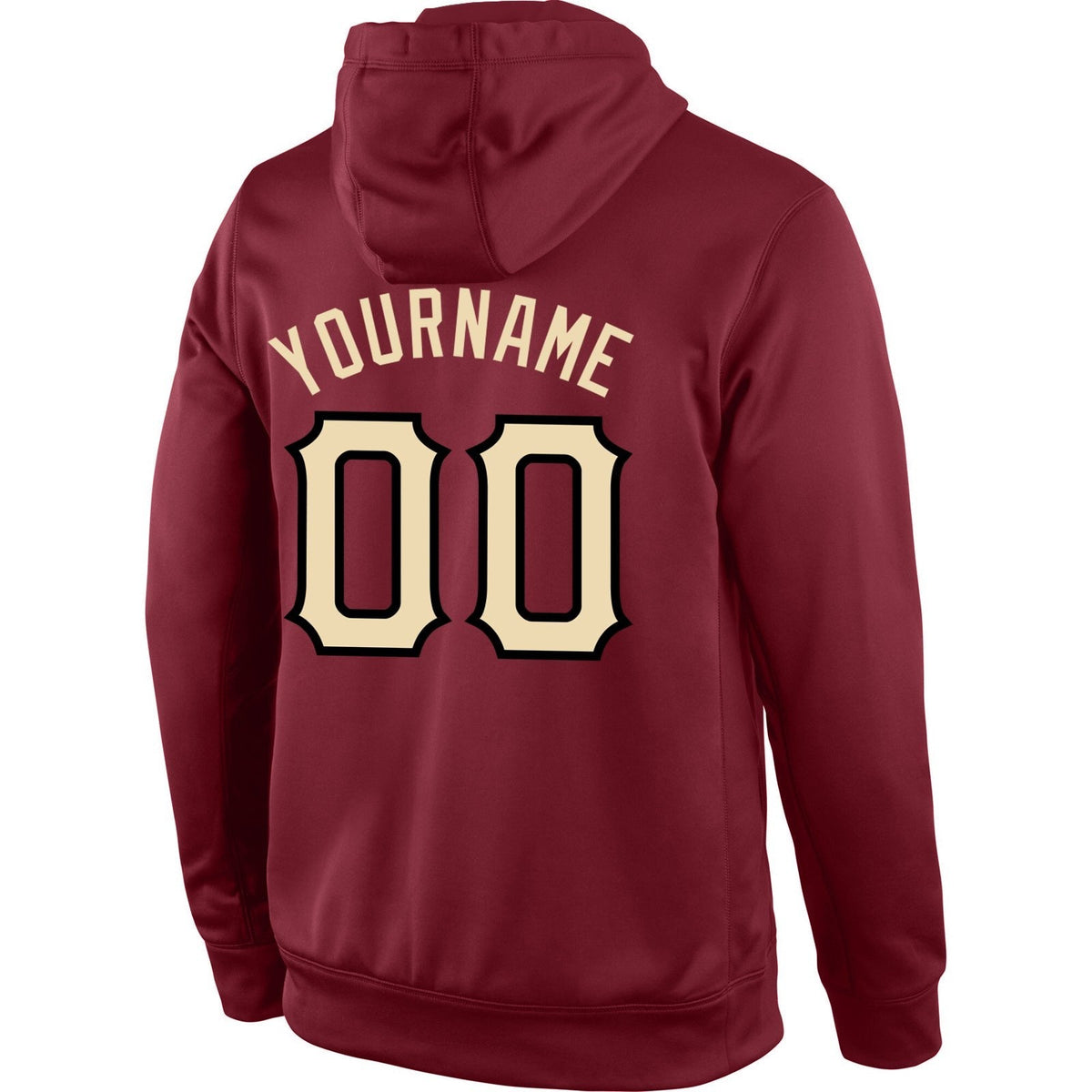 Custom Stitched Burgundy Cream-Black Sports Pullover Sweatshirt Hoodie photo 3