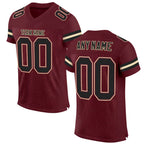 Custom Burgundy Black-Cream Mesh Authentic Football Jersey