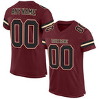 Custom Burgundy Black-Cream Mesh Authentic Football Jersey photo 1