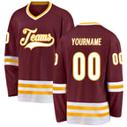 Custom Burgundy White-Gold Hockey Jersey