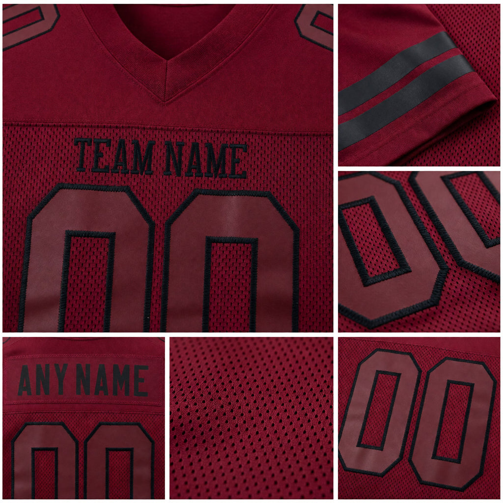 Custom Burgundy Burgundy-Black Mesh Authentic Football Jersey detail