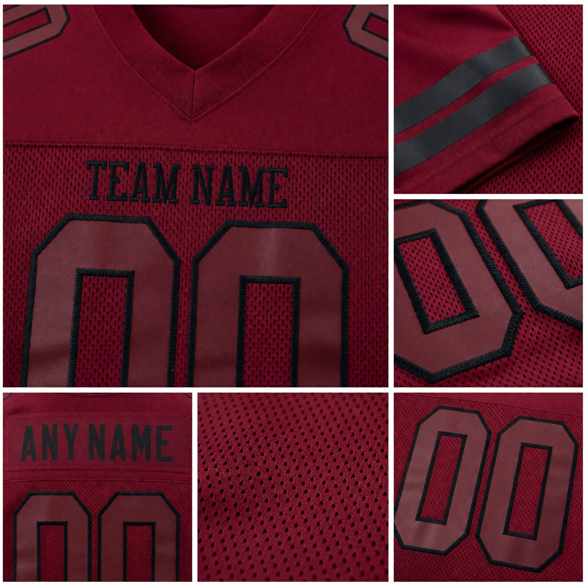 Custom Burgundy Burgundy-Black Mesh Authentic Football Jersey detail
