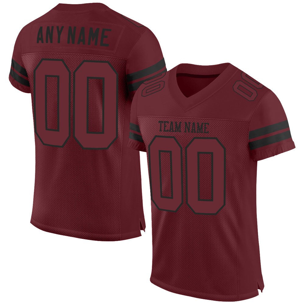 Custom Burgundy Burgundy-Black Mesh Authentic Football Jersey photo 1