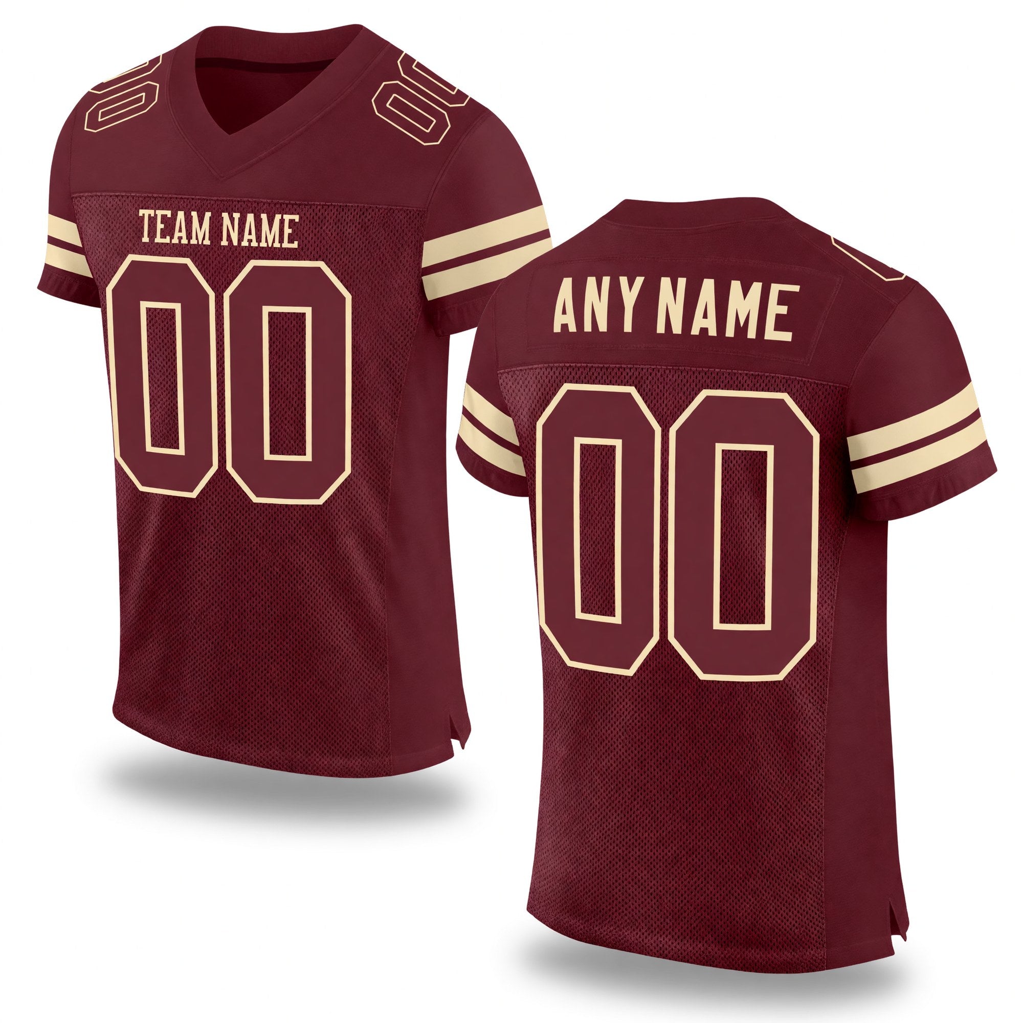 Custom Burgundy Burgundy-Cream Mesh Authentic Football Jersey