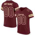 Custom Burgundy Burgundy-Cream Mesh Authentic Football Jersey photo 1