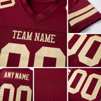 Custom Burgundy Cream Mesh Authentic Football Jersey detail