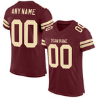 Custom Burgundy Cream Mesh Authentic Football Jersey photo 1