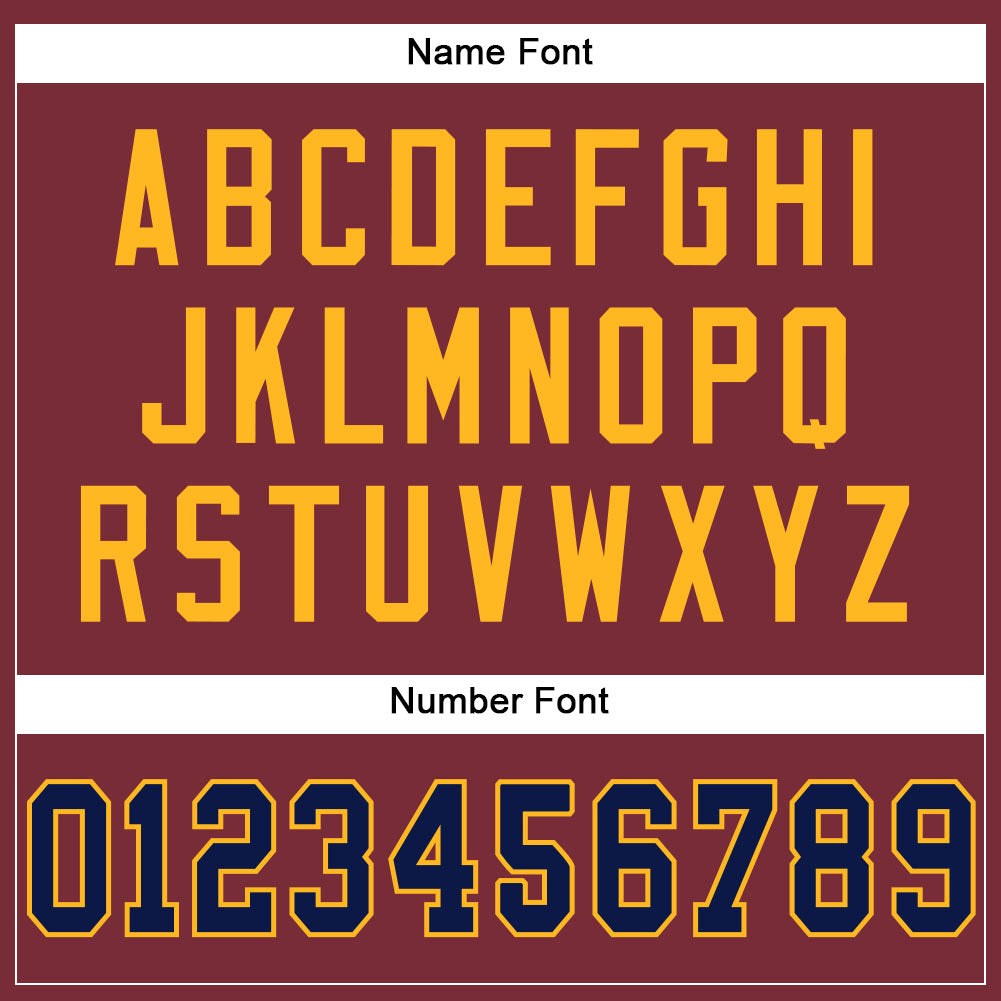 Custom Burgundy Navy-Gold Mesh Authentic Football Jersey photo 3