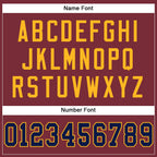 Custom Burgundy Navy-Gold Mesh Authentic Football Jersey photo 3