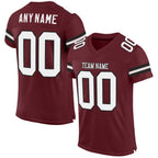 Custom Burgundy White-Black Mesh Authentic Football Jersey photo 1