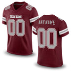 Custom Burgundy Gray-White Mesh Authentic Football Jersey