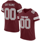Custom Burgundy Gray-White Mesh Authentic Football Jersey photo 1