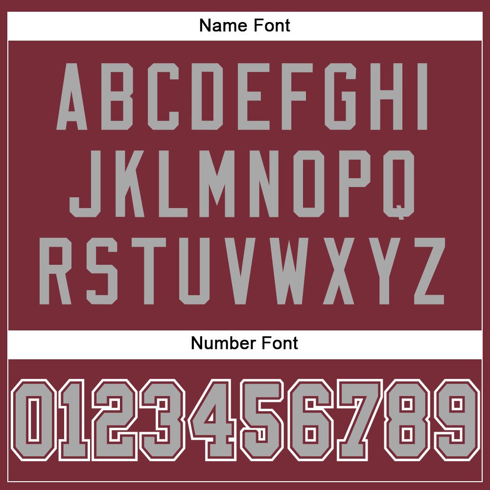 Custom Burgundy Gray-White Mesh Authentic Football Jersey photo 3