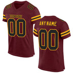 Custom Burgundy Black-Gold Mesh Authentic Football Jersey