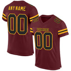 Custom Burgundy Black-Gold Mesh Authentic Football Jersey photo 1