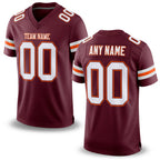 Custom Burgundy White-Orange Mesh Authentic Football Jersey