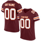 Custom Burgundy White-Orange Mesh Authentic Football Jersey photo 1
