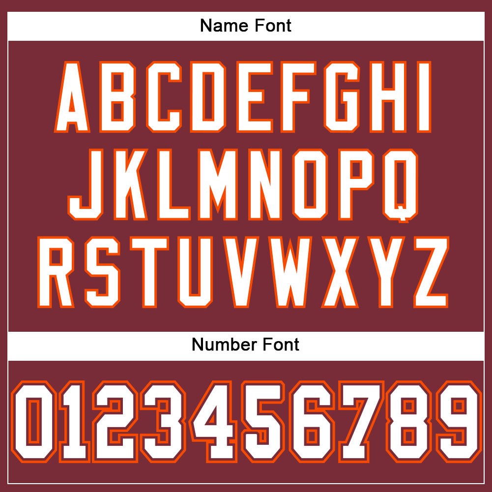 Custom Burgundy White-Orange Mesh Authentic Football Jersey photo 3