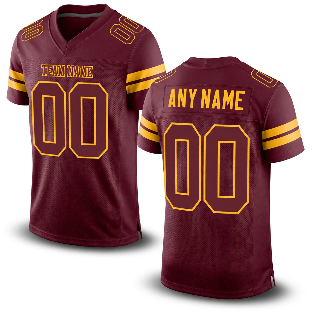 Custom Burgundy Burgundy-Gold Mesh Authentic Football Jersey
