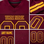Custom Burgundy Burgundy-Gold Mesh Authentic Football Jersey detail