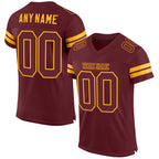 Custom Burgundy Burgundy-Gold Mesh Authentic Football Jersey photo 1