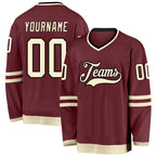 Custom Burgundy Cream-Black Hockey Jersey photo 1