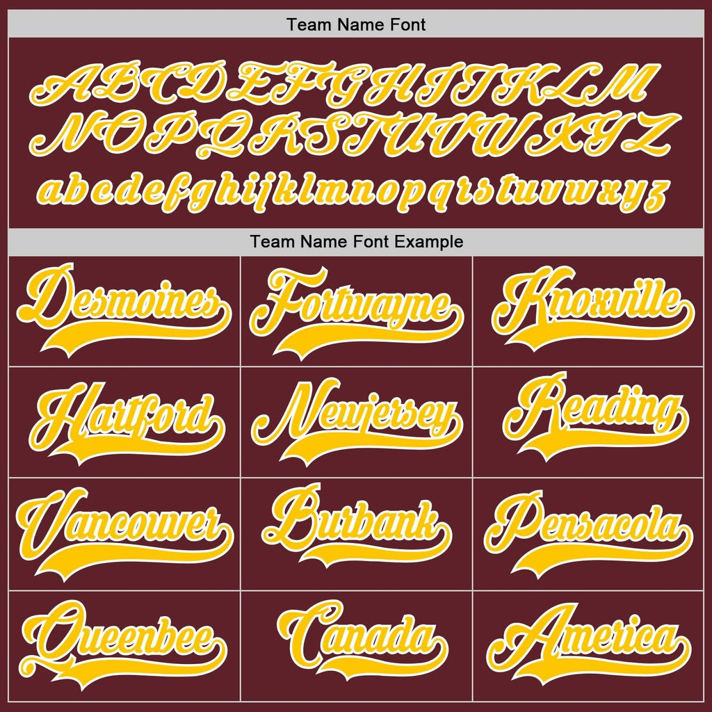 Custom Burgundy Gold-White Hockey Jersey photo 3