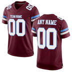Custom Burgundy White-Light Blue Mesh Authentic Football Jersey