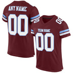 Custom Burgundy White-Light Blue Mesh Authentic Football Jersey photo 1