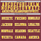 Custom Burgundy Gold-White Mesh Authentic Throwback Football Jersey photo 2