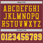 Custom Burgundy Gold-White Mesh Authentic Throwback Football Jersey photo 3