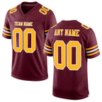 Custom Burgundy Gold-White Mesh Authentic Football Jersey