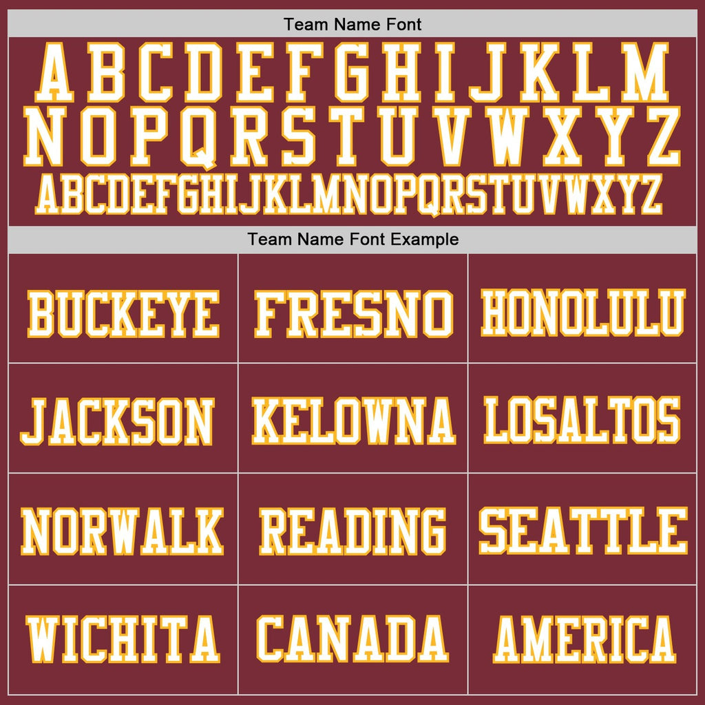 Custom Burgundy Gold-White Mesh Authentic Football Jersey photo 2