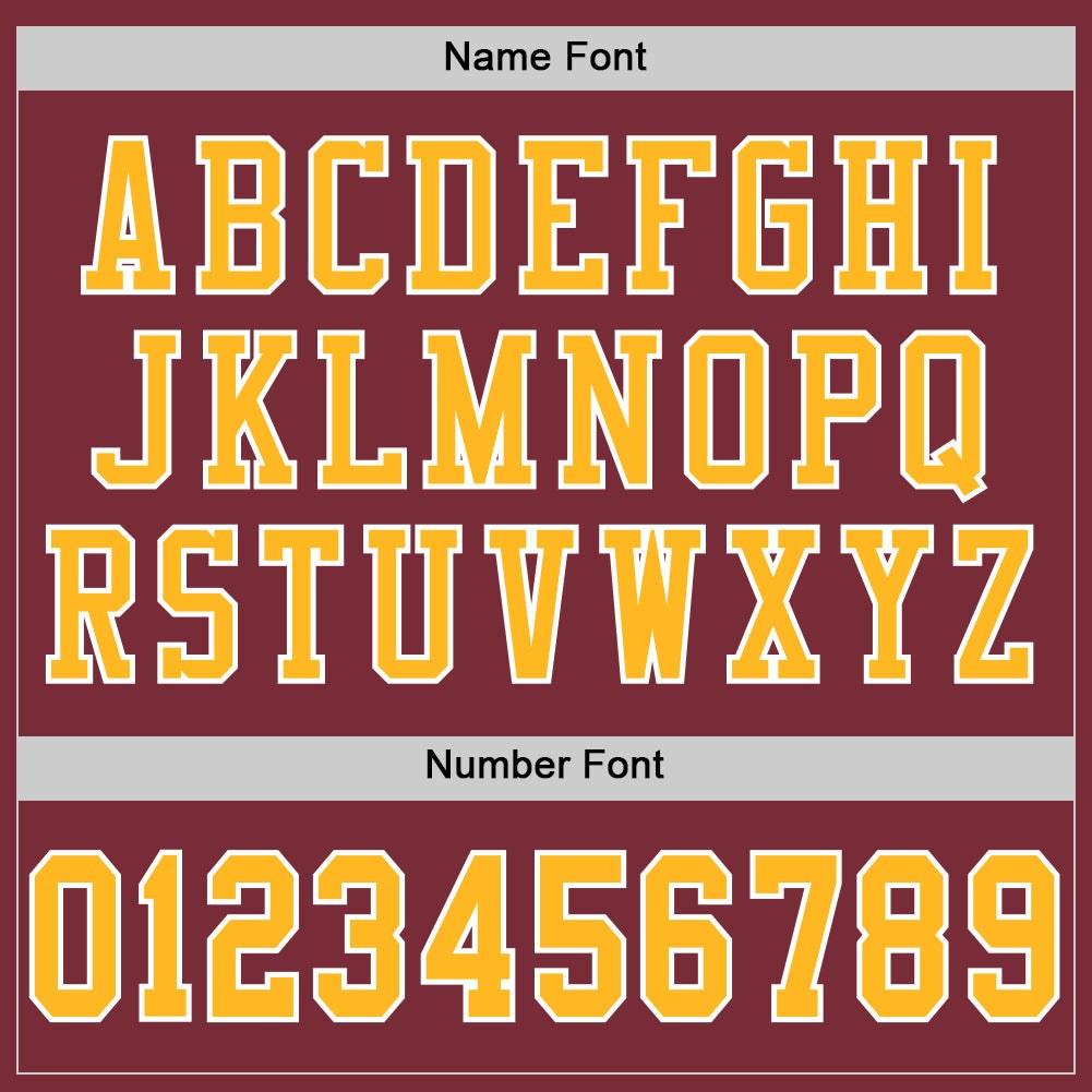 Custom Burgundy Gold-White Mesh Authentic Football Jersey photo 3