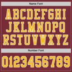Custom Burgundy Gold-White Mesh Authentic Football Jersey photo 3