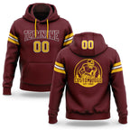 Custom Stitched Burgundy Gold-White Football Pullover Sweatshirt Hoodie