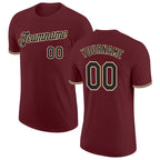Custom Burgundy Black-Cream Performance T-Shirt