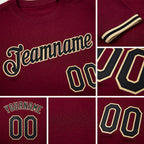 Custom Burgundy Black-Cream Performance T-Shirt detail