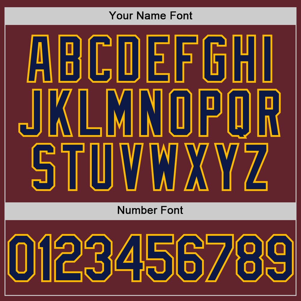 Custom Burgundy Navy-Gold Performance T-Shirt photo 3
