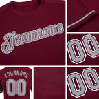 Custom Burgundy Gray-White Performance T-Shirt detail