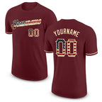 Custom Burgundy Vintage USA Flag-City Cream Performance T-Shirt