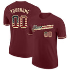 Custom Burgundy Vintage USA Flag-City Cream Performance T-Shirt photo 1