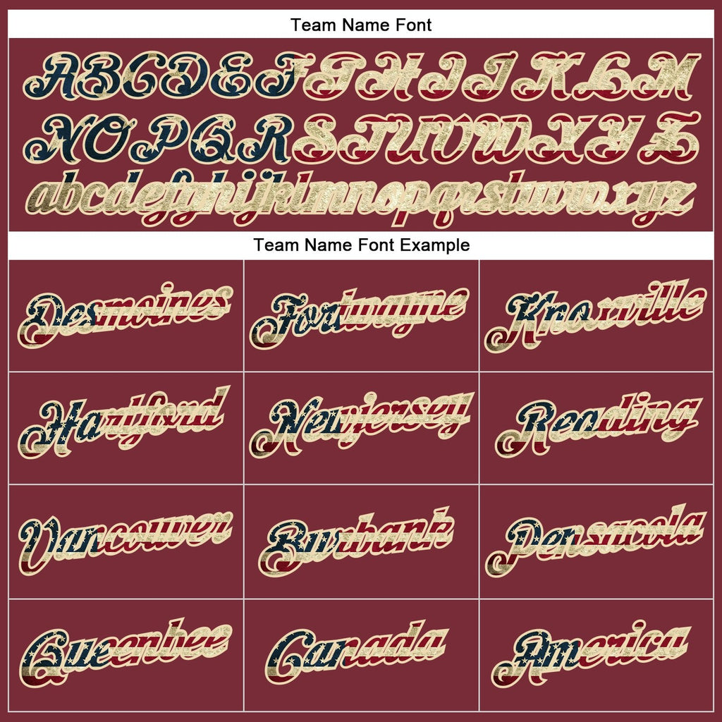 Custom Burgundy Vintage USA Flag-City Cream Performance T-Shirt photo 2