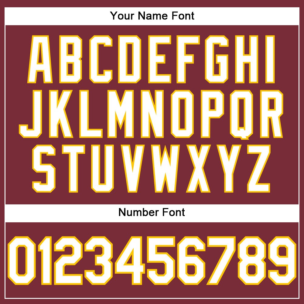 Custom Burgundy White-Yellow Performance T-Shirt photo 3