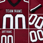 Custom Burgundy White-Black Mesh Authentic Football Jersey detail