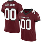 Custom Burgundy White-Black Mesh Authentic Football Jersey photo 1